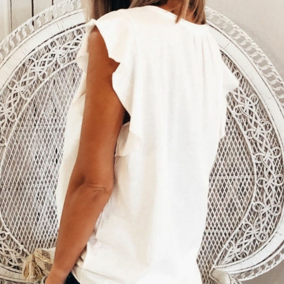 WOMEN'S White V Neck Top Size Small - Picture 2 of 4